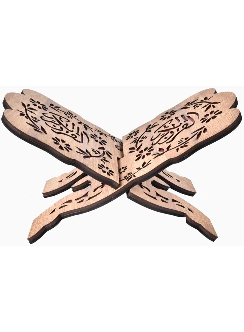 هوميرا حامل مصحف خشبي فاخر لركن الصلاة، حامل قراءة مريح، ارتفاع 45 سم، قاعدة متينة وأنيقة للاستخدام المنزلي والمسجدي - Image 1